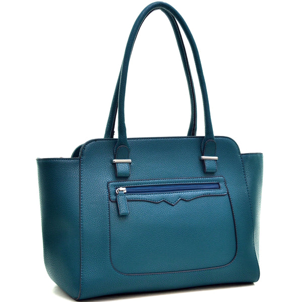 Faux Leather Shoulder Bag with Front Zipper Pocket – Vansarto