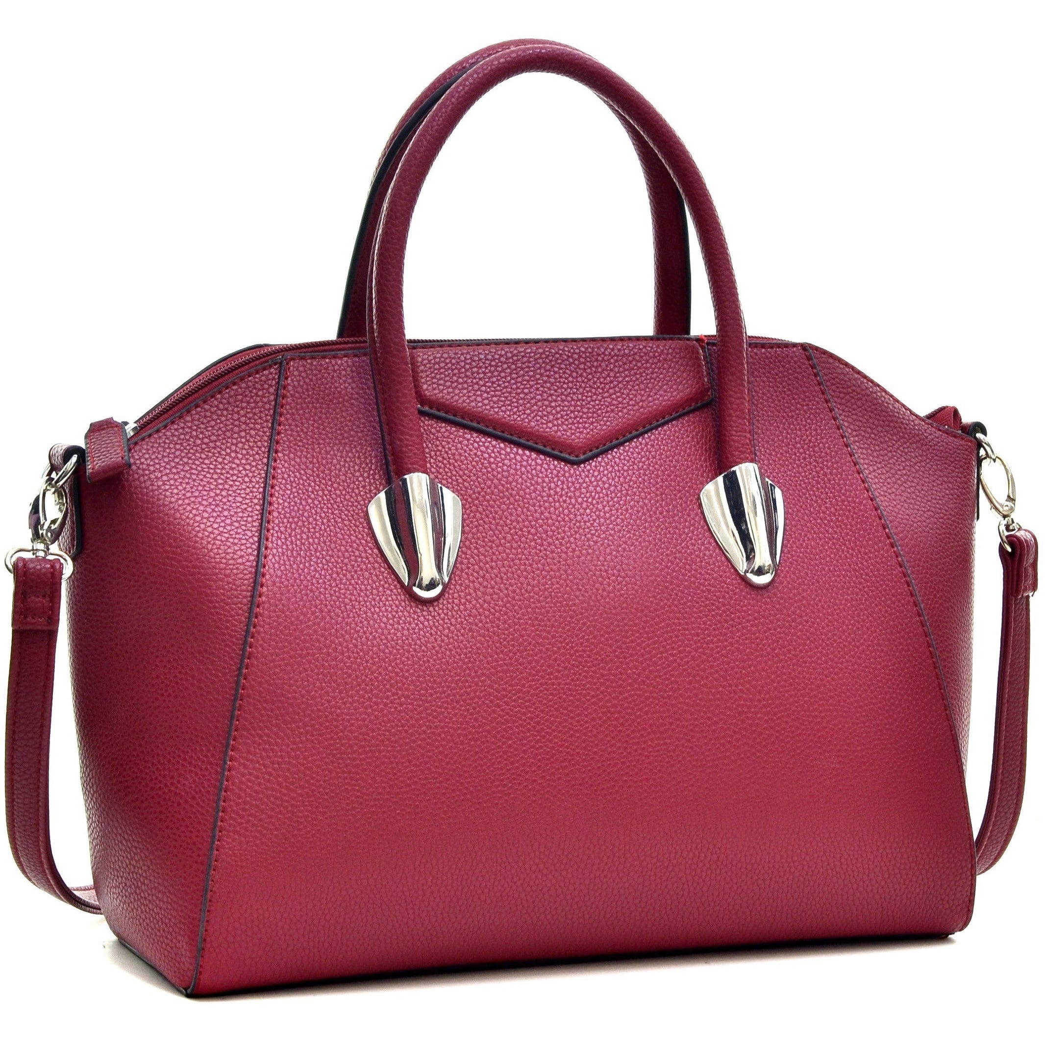 Faux Leather Weekender Satchel with Removable Strap