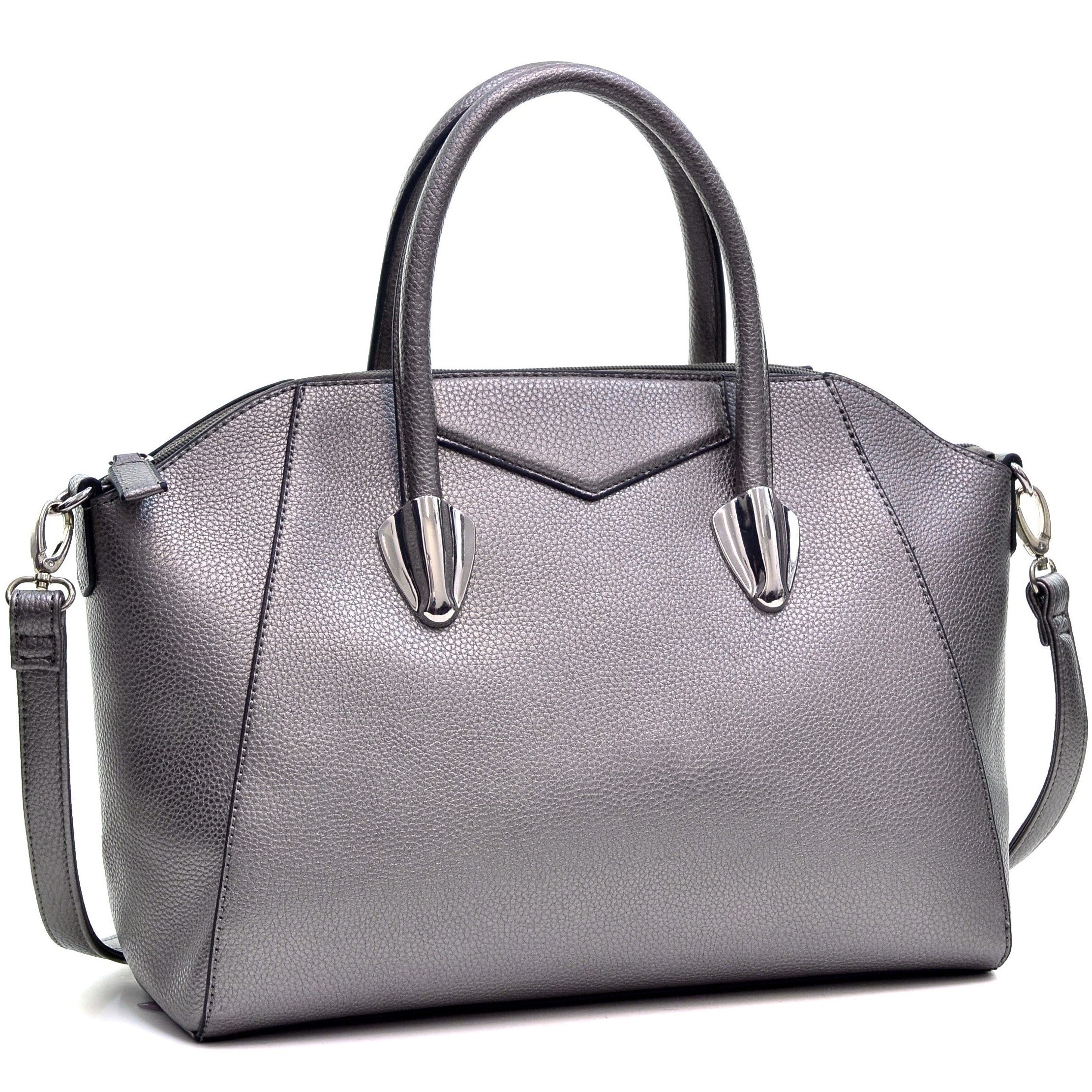 Faux Leather Weekender Satchel with Removable Strap